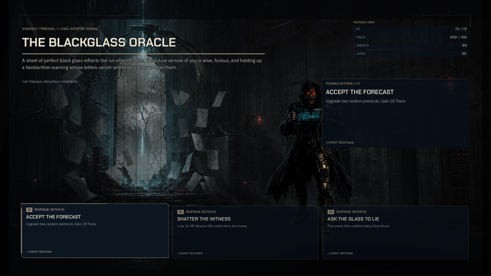 An oracle event offering a wager in BLACK STACK
